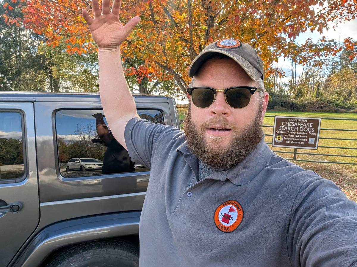 Waving hello from the truck after a training day